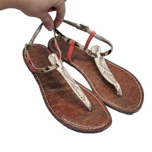 Sam Edelman Giga Comfort T-strap Animal print Sandals Flats s 6.5 M